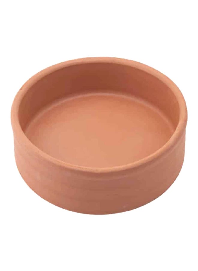 Round Shape Heat Resistant Full Natural Handmade Clay Pot Brown 7 x 30 x 30 cm EL-206