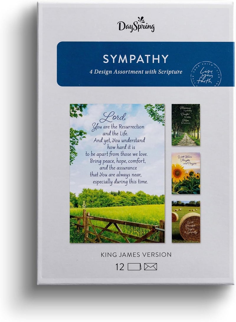DaySpring  Sympathy  4 Design Assortment with King James Scripture  12 Sympathy Boxed Cards  12 Envelopes U1612 - Image 1