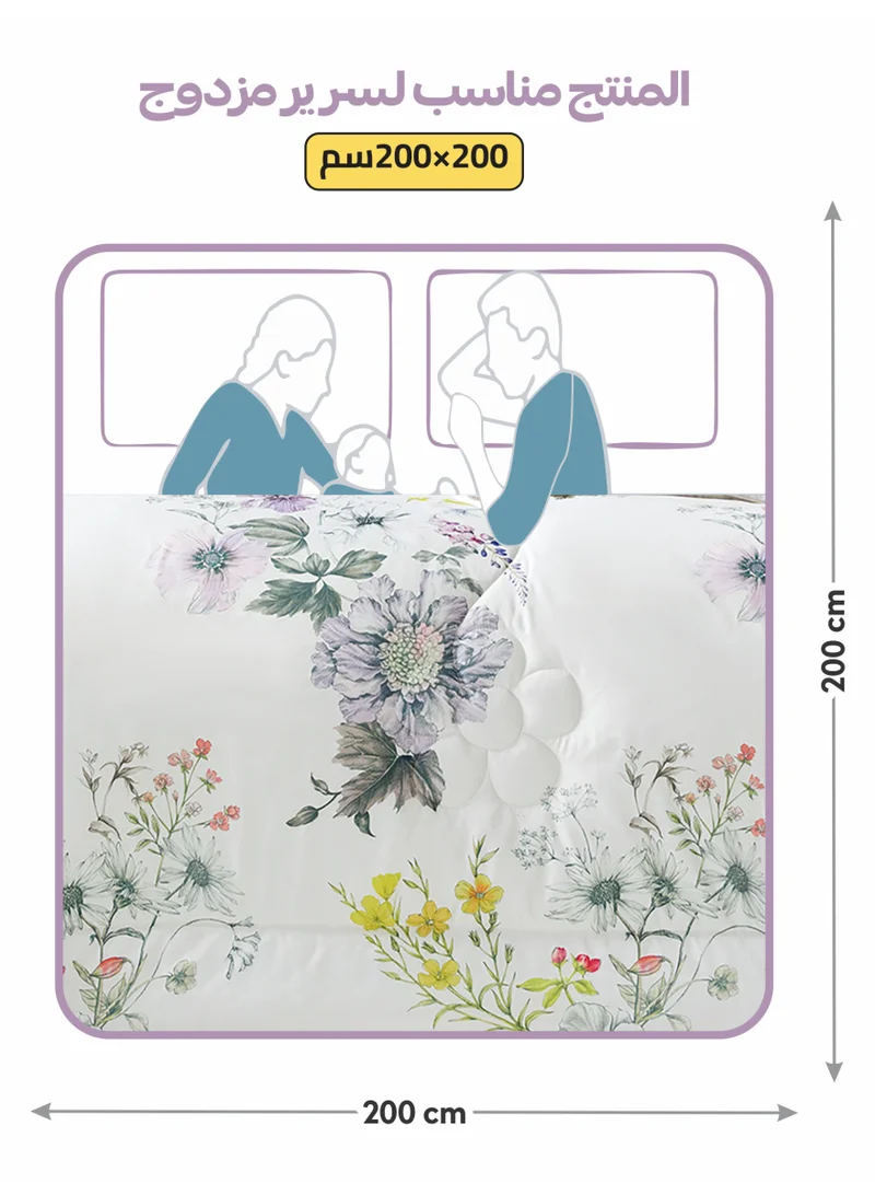 Donetella Bedding Comforter Set, King Size Fits 200x200 cm - 7-Pcs Digital Print Quilted Bed Set, Microfiber Fabric - 1 Comforter, 1 Fitted Sheet, 2 Pillow Shams, 2 Pillowcases 1 Cushion Cover.
