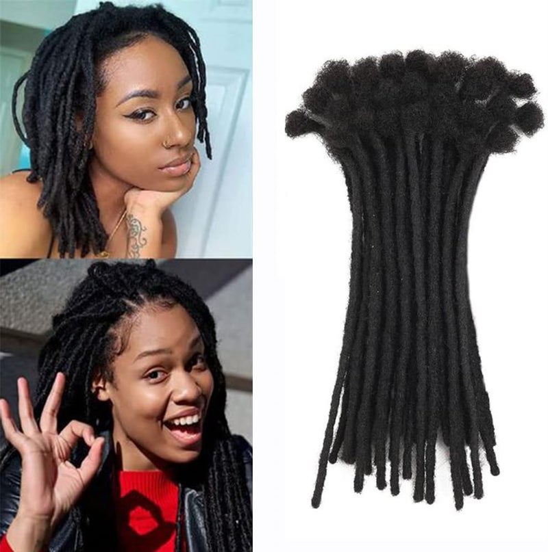 Datanala100 Human Hair Dreadlock Extensions 06cm Thickness Full Head Handmade Permanent loc Extensions Bundles Can Be Dyed Bleached Curled and Twisted for ManWomenKid 1B 6Inch20Strands