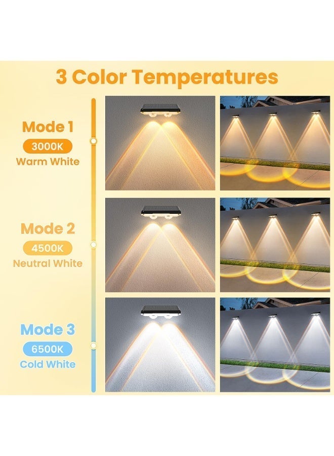 Solar Fence Lights Outdoor 4 Pack - 3 Modes (Warm/Neutral/Cool White), Fence Lights Solar Powered for Outside, IP65 Waterproof, Deck Lighting for Wall, Step, Patio, Pathway, Stairs - Image 2