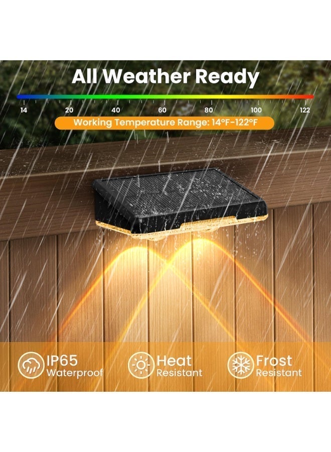 Solar Fence Lights Outdoor 4 Pack - 3 Modes (Warm/Neutral/Cool White), Fence Lights Solar Powered for Outside, IP65 Waterproof, Deck Lighting for Wall, Step, Patio, Pathway, Stairs - Image 5