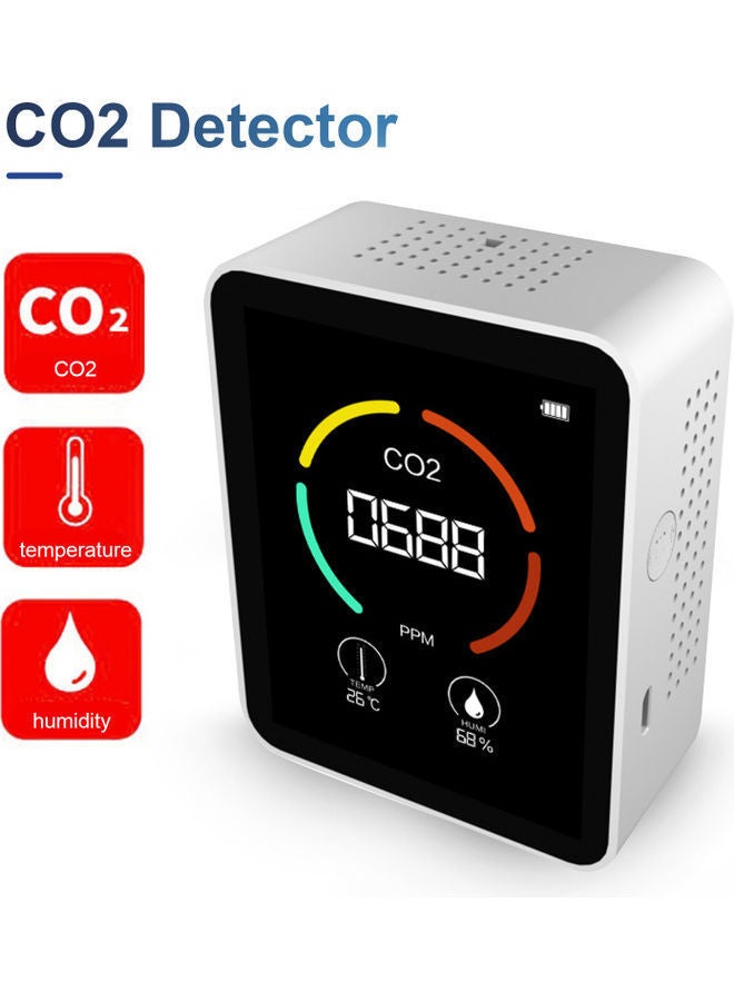 NIBEMINENT 3-In-1 Carbon Dioxide Detector Air Analyzer Digital Meter White 89x70x35millimeter - Image 3