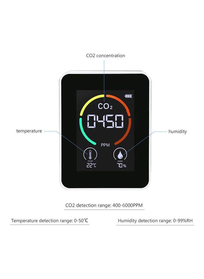 NIBEMINENT 3-In-1 Carbon Dioxide Detector Air Analyzer Digital Meter White 89x70x35millimeter - Image 2