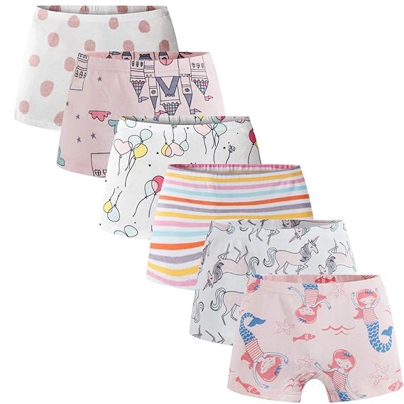 TEDDYIFY Girls Cotton Underwear Soft Girls Shorts Kids Boxer Briefs Panties (Assorted Prints and Color as per Availability) (Pack of 6) (6-7 Years, Style/09) - Image 1