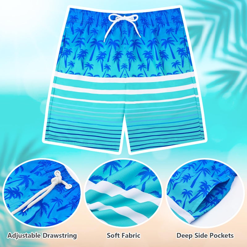 OlyPegic Boys Swim Trunks Size 14-16, Bathing Suit Boys Swimsuit Swim Shorts Swimwear Quick Dry Swim Trunks Kids Beach Board Running Shorts Youth (Coconut Tree) - Image 5