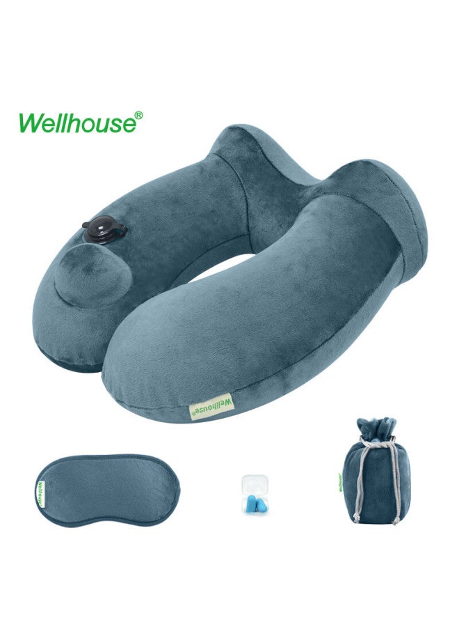 Wellhouse Wellhouse Inflatable Pillow, Push-type U-shaped Neck Pillow Set Of Four, Airplane Travel Accessory, Gray  - Image 1