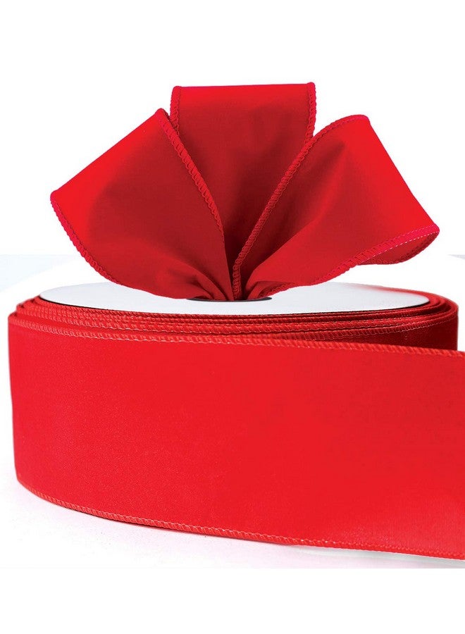 OLYPHAN Red Wire Ribbon Velvet 2.5 (2 1/2) Inch Wide 50 Yd Wired-Edge Trim - Gift Wrapping Bow, Indoor Outdoor Christmas Tree Trimming Bows/Winter Wedding Ribbons Xmas Crafts & Gifts (50) - Image 4