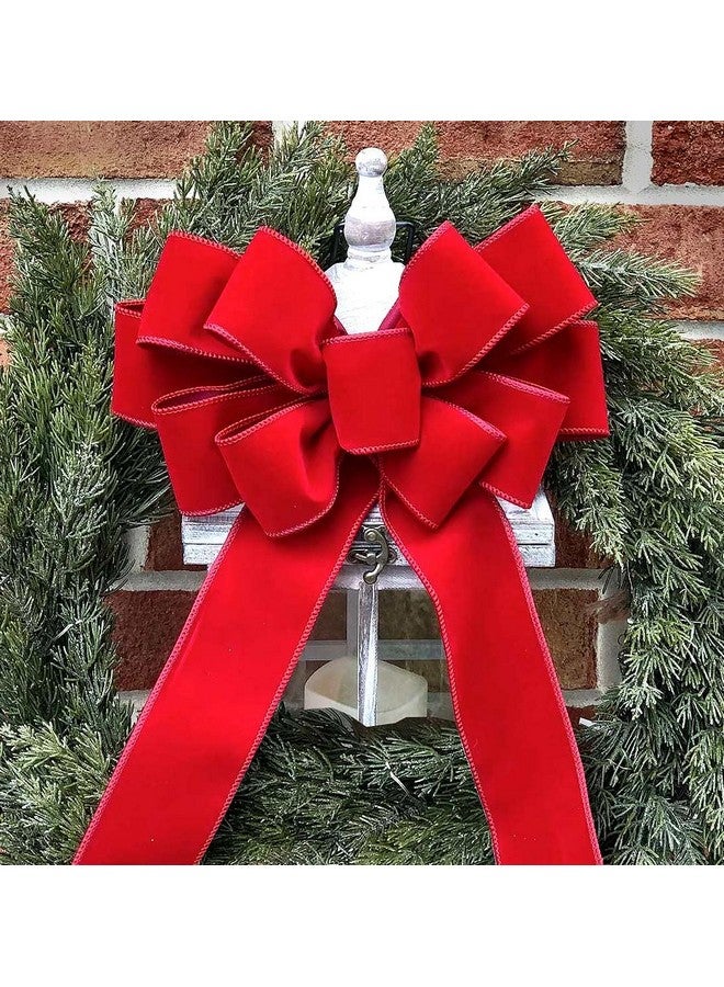 OLYPHAN Red Wire Ribbon Velvet 2.5 (2 1/2) Inch Wide 50 Yd Wired-Edge Trim - Gift Wrapping Bow, Indoor Outdoor Christmas Tree Trimming Bows/Winter Wedding Ribbons Xmas Crafts & Gifts (50) - Image 3