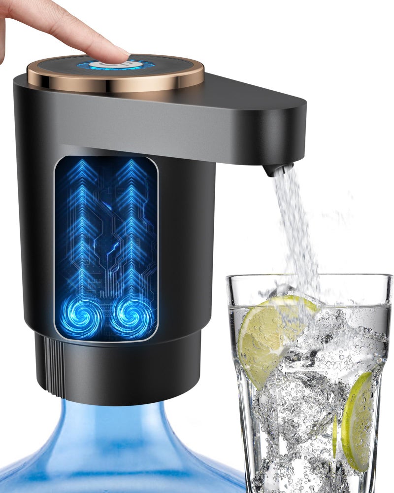 Cozycharm Water Jug Pump for 5 Gallon Bottle Portable Electric USBC Charging Dispenser Dual Powerful Motors Fast Flow Fits 25 Gallon Jugs Ideal for Home Office Camping RV Black - Image 2