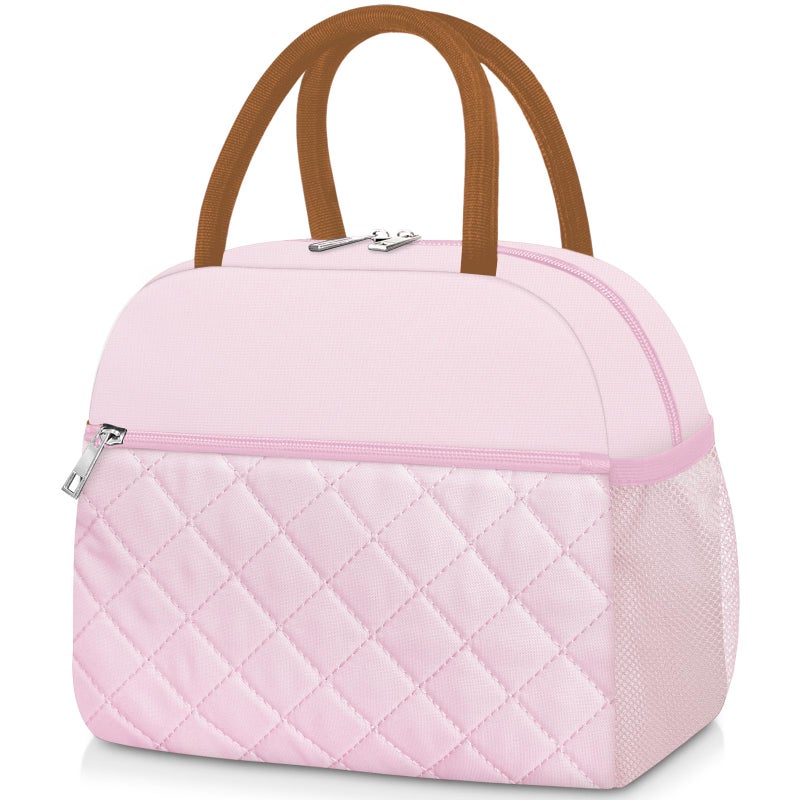 KUBYA Lunch Box for Women Adult Men Insulated Cute Quilted Lunch Bag Women Reusable Large Lunch Tote Bag Leakproof Simple Cooler Bag for Work Office Picnic Beach or Travel - Image 2