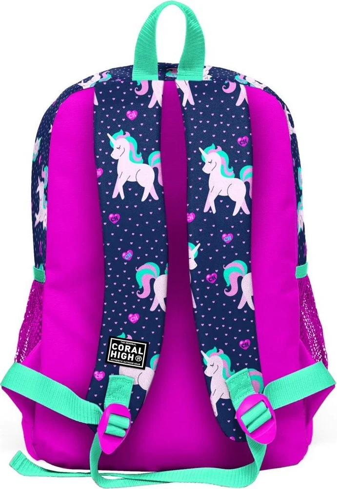 كورال هاي Kids Navy Blue Pink Unicorn Patterned 3-Piece School Bag Set SET0123467