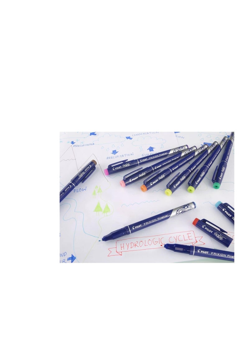 PILOT FriXion Erasable Fineliner Pen Set of 10 (Light Green, Light Blue, Pink, Orange, Purple) - Image 3
