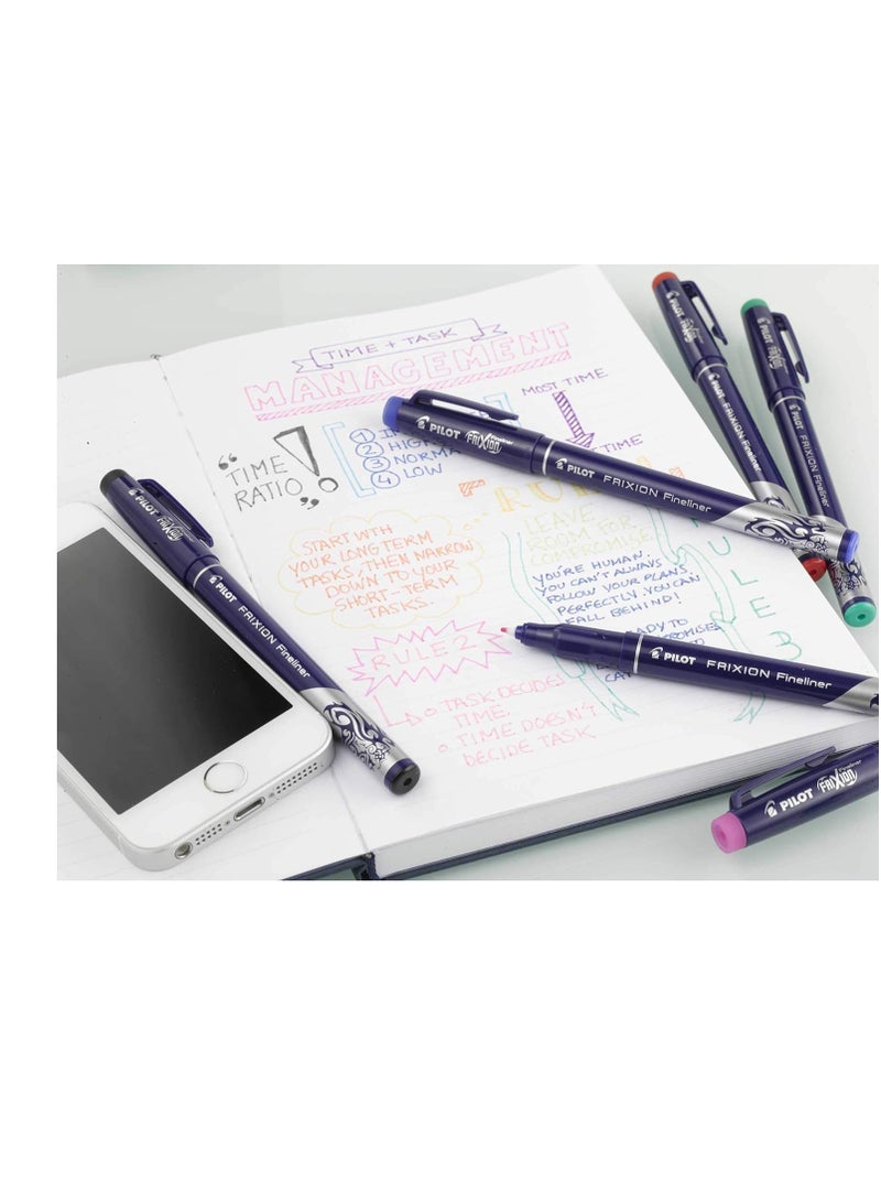PILOT FriXion Erasable Fineliner Pen Set of 10 (Light Green, Light Blue, Pink, Orange, Purple) - Image 4