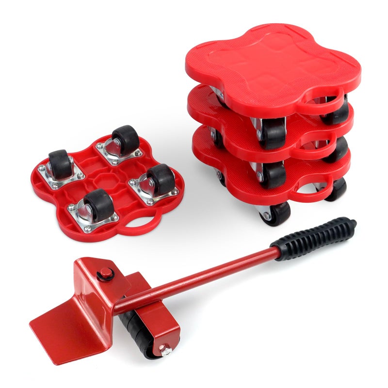 Furniture Lifter 4 Wheels Moving Dolly for Heavy Duty 360 Rotation Wheels Furniture Mover Dolly Wheel Dolly Set of 4 in Home Warehouse for Refrigerator Sofa Cabinet Maximum Load 1102lbs red