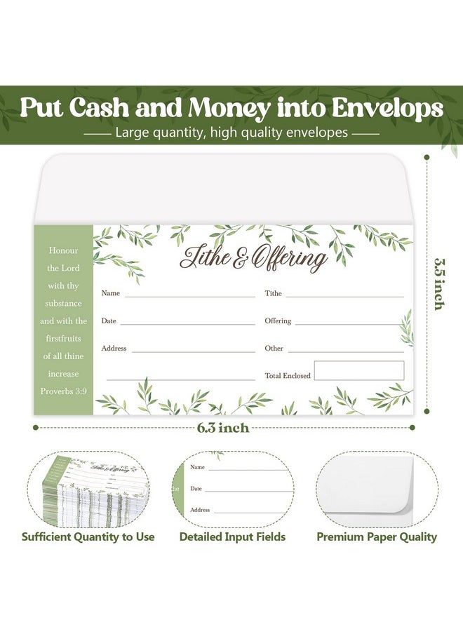 Woanger - 1000 Count Church Offering Envelopes Tithe Donation Envelopes My Offering Bill Size Envelope Checks And Cash Envelopes For Tithes And Offerings (Greenery) - Image 1