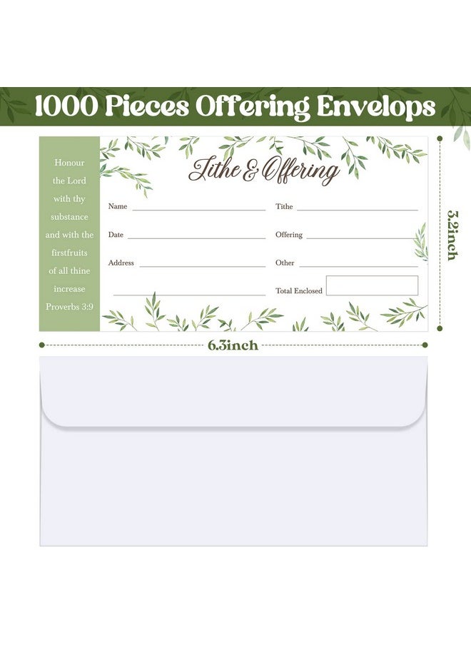 Woanger - 1000 Count Church Offering Envelopes Tithe Donation Envelopes My Offering Bill Size Envelope Checks And Cash Envelopes For Tithes And Offerings (Greenery) - Image 1