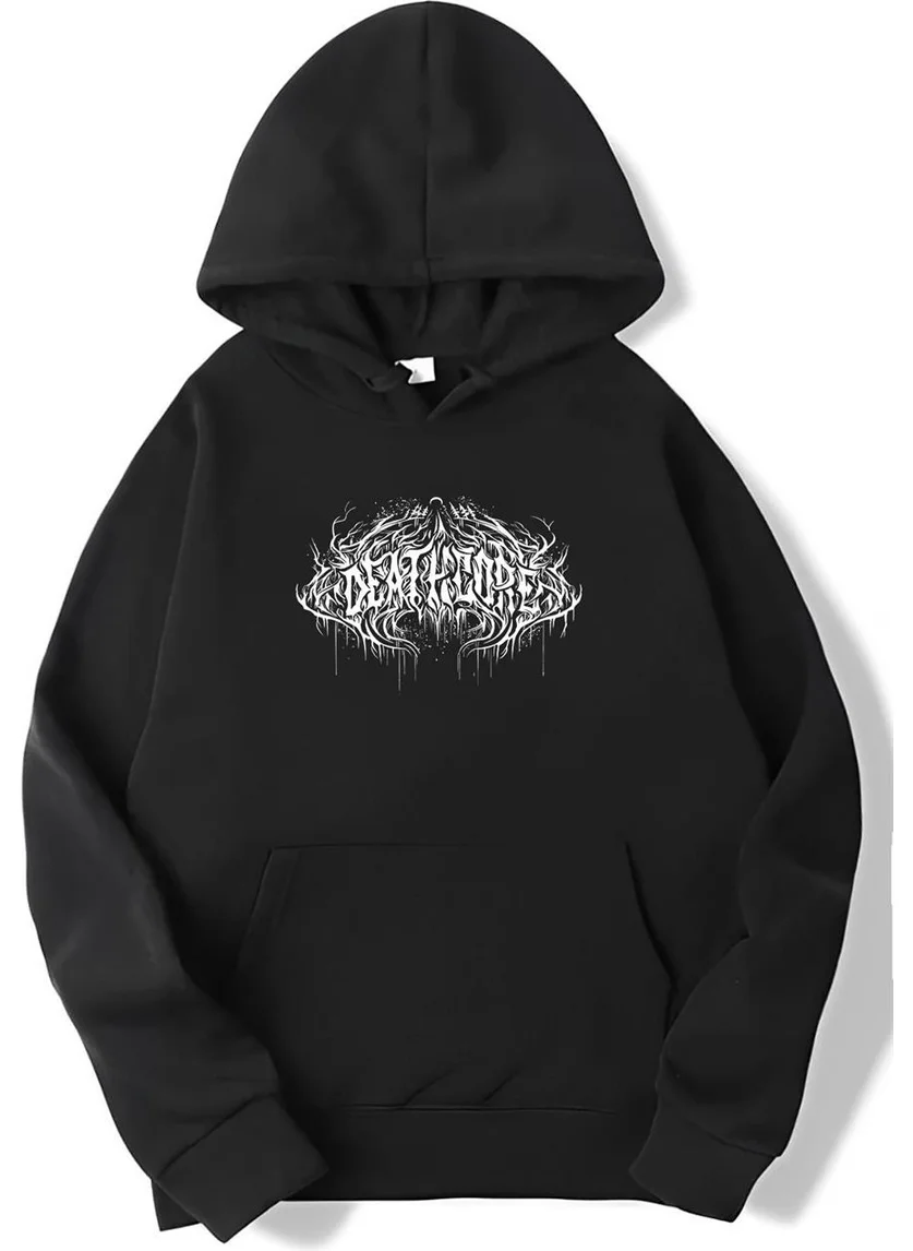 بي ار زد كولكشن Oversize Deathcore Lettering Sweatshirt Hoodie