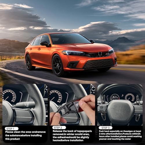 moonateen Paddle Shift Extensions Compatible with Honda Civic, Accord/CR-V - Fits 11th Gen Civic 2022-2024, Accord/CR-V 2023-2024 - 10th Gen Civic Accessories, Paddle Shifter Covers (Black) - Image 4