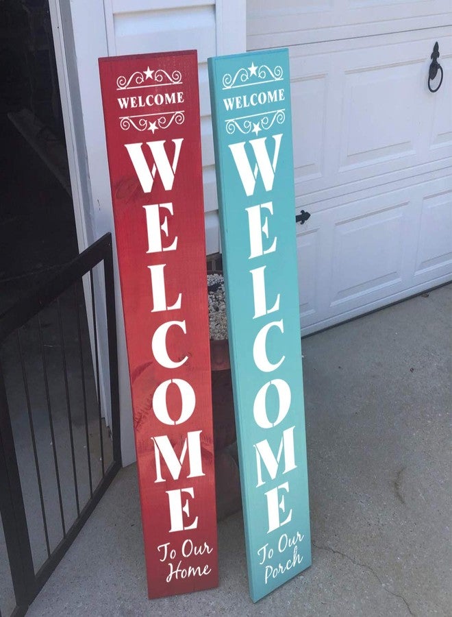 REOLAN Welcome Stencils for Painting on Wood - 11 Pack Large Vertical Welcome Sign Stencil Templates for Wood Signs, Reusable Letter Stencils for Home, Patio, Porch Signs & Front Door Decorations - Image 2