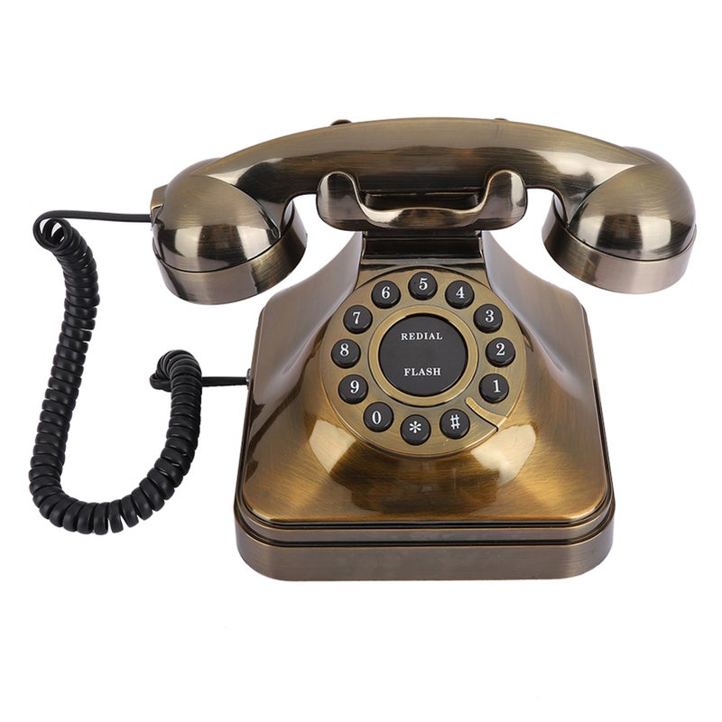 WX-3011# هاتف برونزي عتيق هاتف أرضي قديم مكتبي للاتصالات المنزلية والمكتبية - Image 3