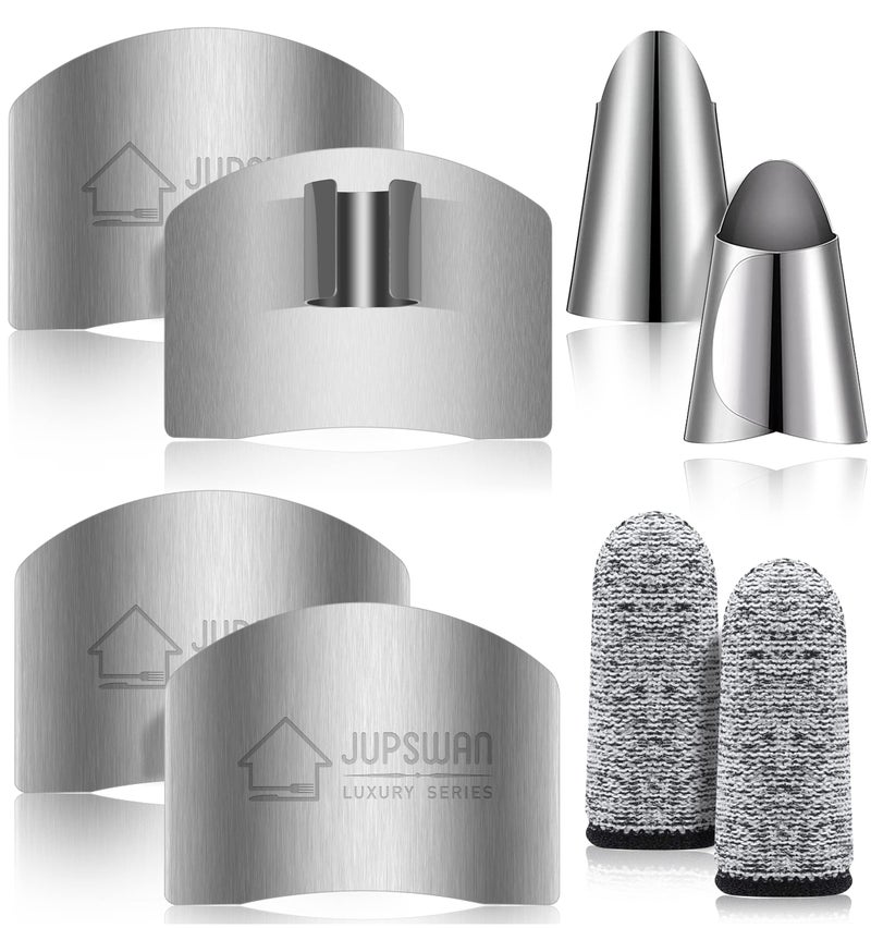 Jupswan 8 Pieces Finger Guards for Cutting Kitchen Tool Stainless Steel Finger Guard Finger Protector Avoid Hurting When Slicing and Dicing