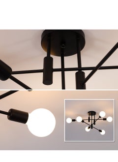 GEADI Mid Century Sputnik Chandelier Modern Ceiling Lighting 6 Lights Adjustable Industrial Mount Pendant Light Fixture For Kitchen Living Dining Room Bedroom Foyer  - Image 2