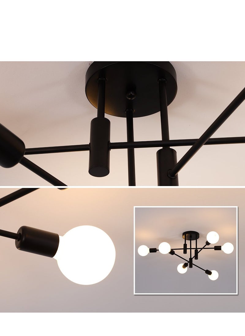 GEADI Mid Century Sputnik Chandelier Modern Ceiling Lighting 6 Lights Adjustable Industrial Mount Pendant Light Fixture For Kitchen Living Dining Room Bedroom Foyer  - Image 2