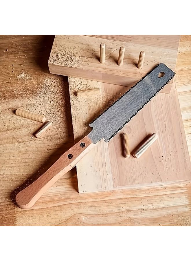 Double Sided Fine Toothed Carpenter Saw High Carbon Steel Wooden Handle Woodworking Tool - Image 1