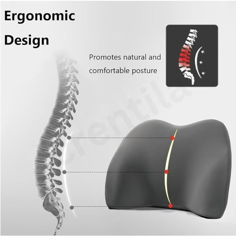 TENDULA Car Neck and Back Cushion Lumbar Support Pillow for Office Chair and Car SeatSoftness Memory Foam Comfortable Ergonomic Design for Neck and Back Rest Pillow Brown - Image 3