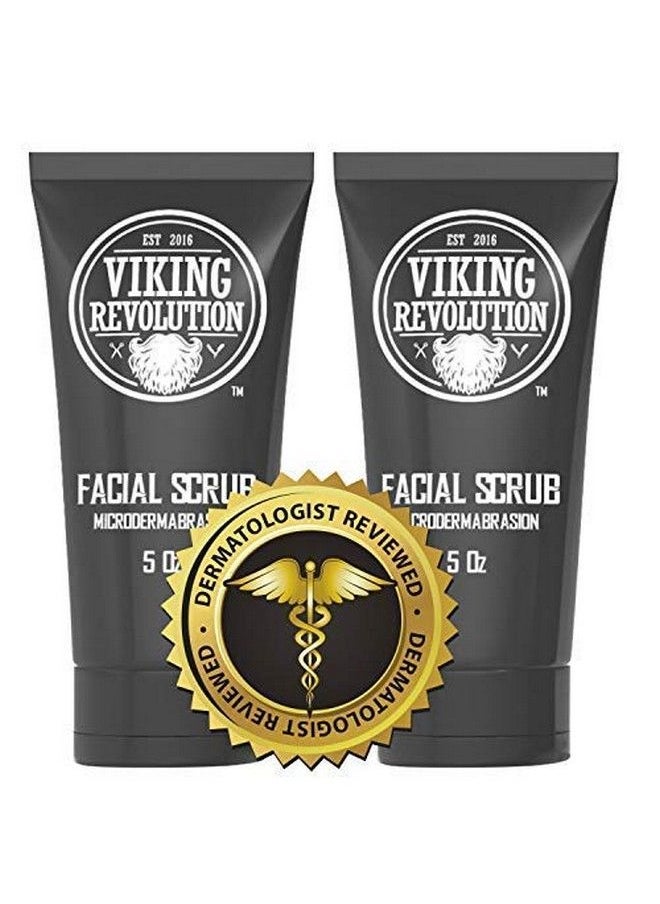 Viking Revolution Microdermabrasion Face Scrub For Men Facial Cleanser For Skin Exfoliating Deep Cleansing Removing Blackheads Acne Ingrown Hairs Men Face Scrub For Preshave (2 Pack)  - Image 5