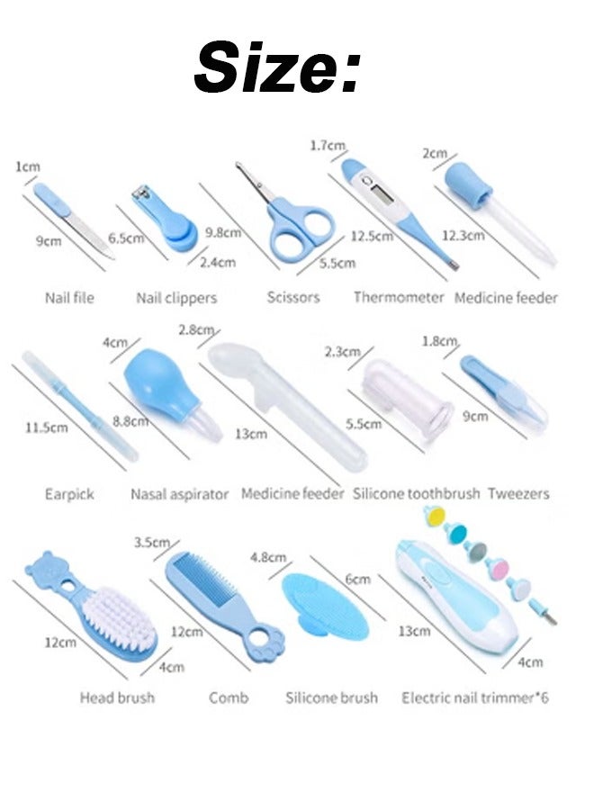 توبيتش 20 قطعة طقم العناية بالطفل والعناية بالطفل، طقم العناية بالطفل، طقم قص أظافر الأطفال حديثي الولادة لـ 0-3 سنوات، مناسب للخروج والسفر (أزرق) - Image 2