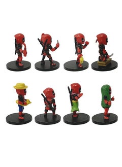 General Q version of 8 Deadpool animation figure models, Marvel hero small and cheap film and television car small ornament doll (7-8cm)  - Image 3