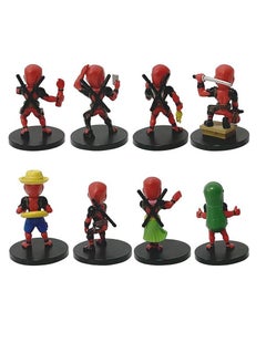 General Q version of 8 Deadpool animation figure models, Marvel hero small and cheap film and television car small ornament doll (7-8cm)  - Image 2