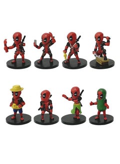 General Q version of 8 Deadpool animation figure models, Marvel hero small and cheap film and television car small ornament doll (7-8cm)  - Image 4