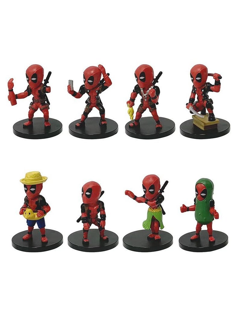 General - Q version of 8 Deadpool animation figure models, Marvel hero small and cheap film and television car small ornament doll (7-8cm) - Image 1