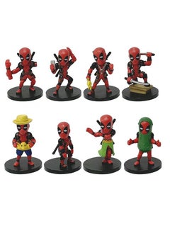 General Q version of 8 Deadpool animation figure models, Marvel hero small and cheap film and television car small ornament doll (7-8cm)  - Image 1