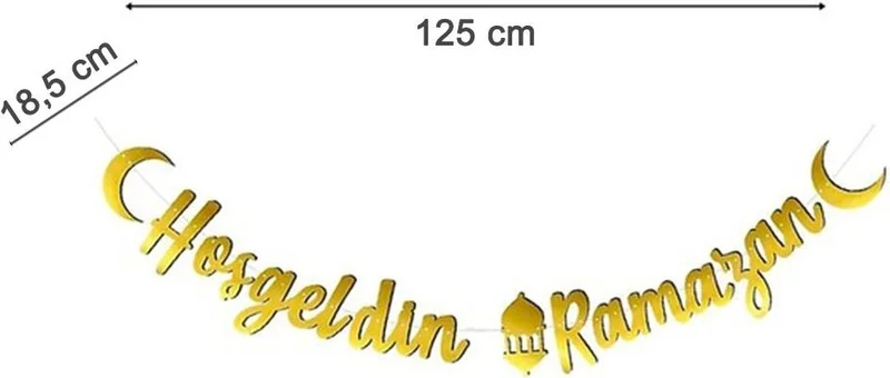 ماشو تريند Gold Welcome Ramadan Banner + Fairy LED - Calligraphy Banner - Eid Banner - Calligraphy Ramadan