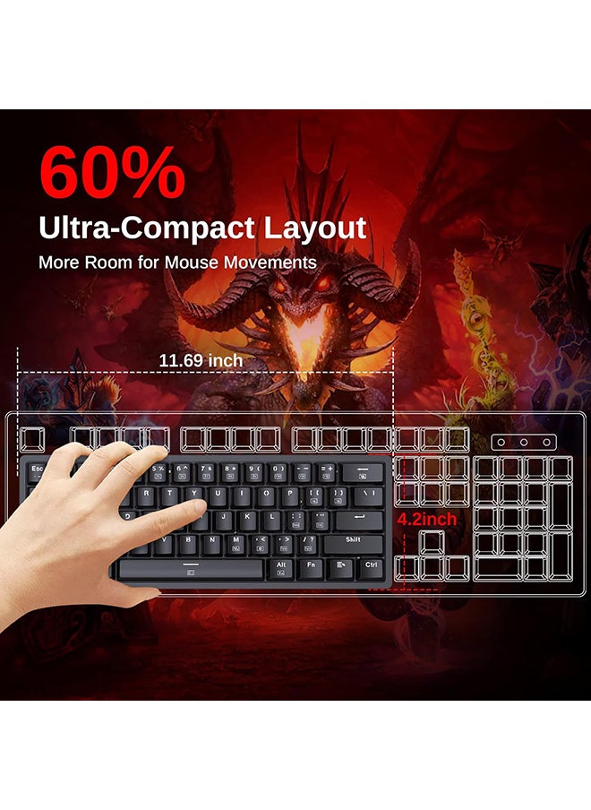 REDRAGON - Akali 60% Mechanical Keyboard, Outemu Red Switches, Hot-Swappable, Detachable Type-C Cable, Programmable Keys & Lighting, ABS Keycaps, English Layout, BLACK - Image 1