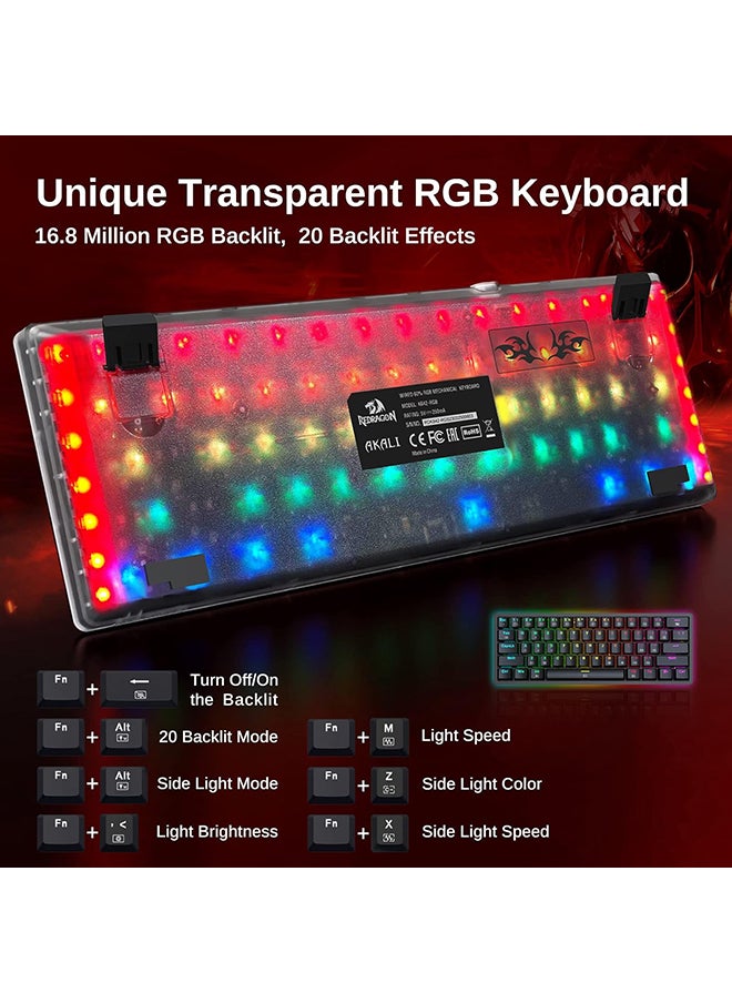 REDRAGON - Akali 60% Mechanical Keyboard, Outemu Red Switches, Hot-Swappable, Detachable Type-C Cable, Programmable Keys & Lighting, ABS Keycaps, English Layout, BLACK - Image 1