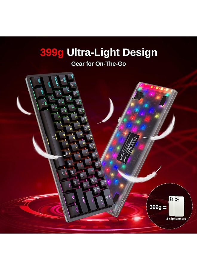 REDRAGON - Akali 60% Mechanical Keyboard, Outemu Red Switches, Hot-Swappable, Detachable Type-C Cable, Programmable Keys & Lighting, ABS Keycaps, English Layout, BLACK - Image 1