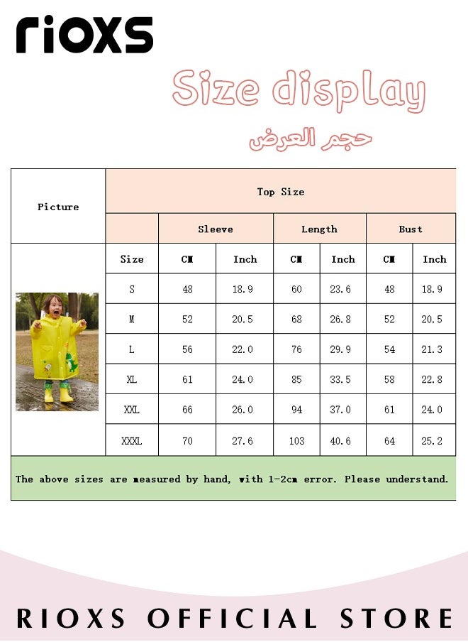 RIOXS Kids Boys Girls Toddler Raincoat With School Bag Cover Long Cartoon Rainwear Rain Ponchos With Hoods Rain Jacket Cape Reusable For Outdoor Climbing Cycling Hiking Camping  - Image 4