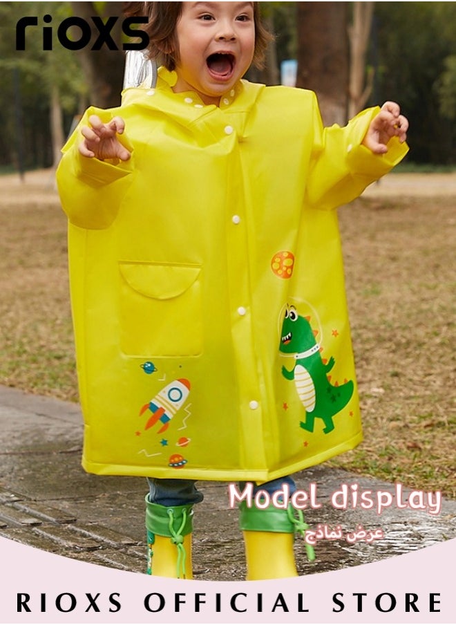 RIOXS Kids Boys Girls Toddler Raincoat With School Bag Cover Long Cartoon Rainwear Rain Ponchos With Hoods Rain Jacket Cape Reusable For Outdoor Climbing Cycling Hiking Camping  - Image 2