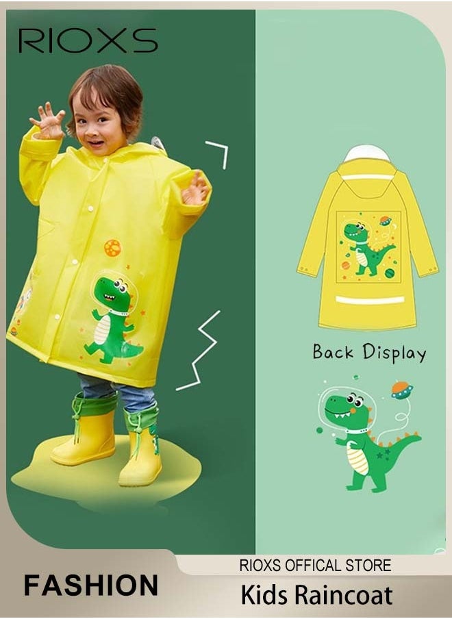RIOXS Kids Boys Girls Toddler Raincoat With School Bag Cover Long Cartoon Rainwear Rain Ponchos With Hoods Rain Jacket Cape Reusable For Outdoor Climbing Cycling Hiking Camping  - Image 1
