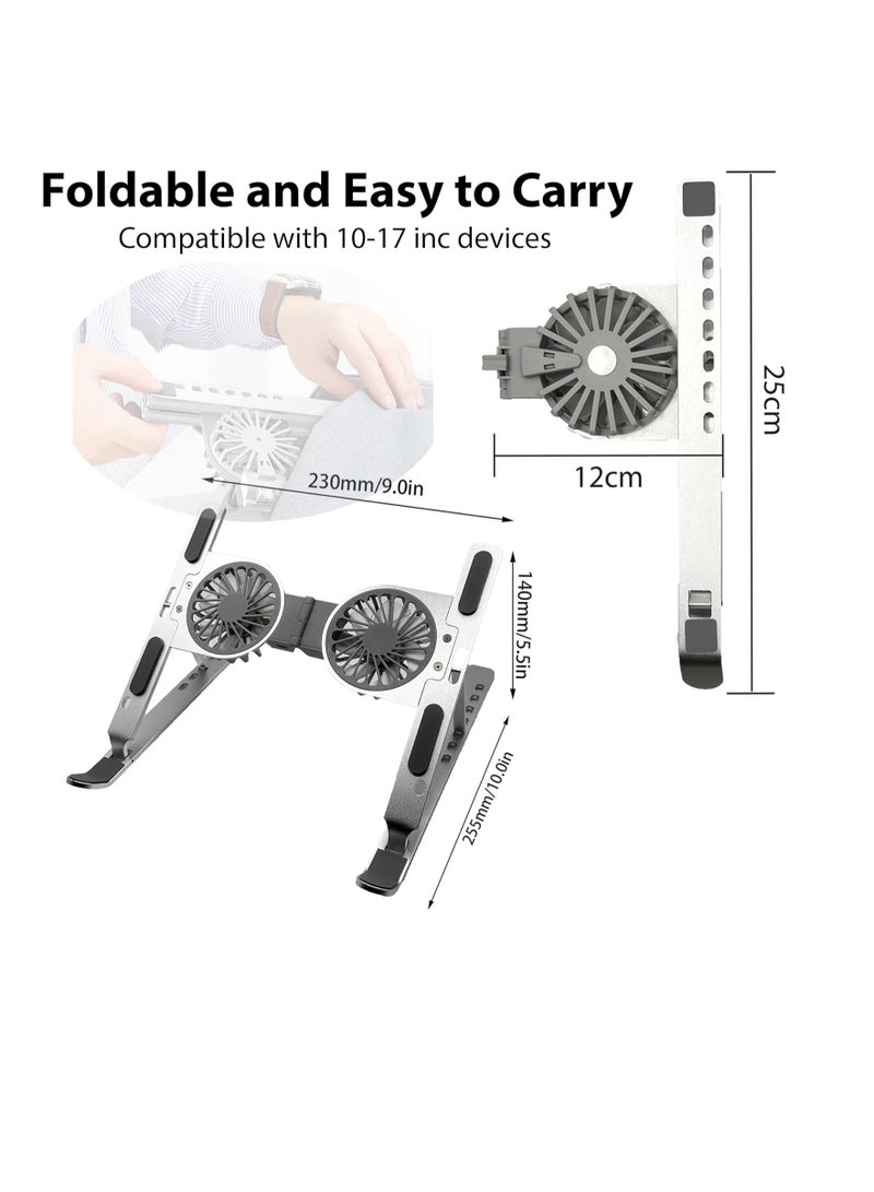 "Laptop Stand for Desk with Cooling Pad & Fan - 7 Levels Adjustable Aluminium Laptop Holder & Notebook Riser for MacBook Pro/Air, HP, Lenovo, Sony, Dell, More 10-15.6” Laptops (Silver)" - Image 4
