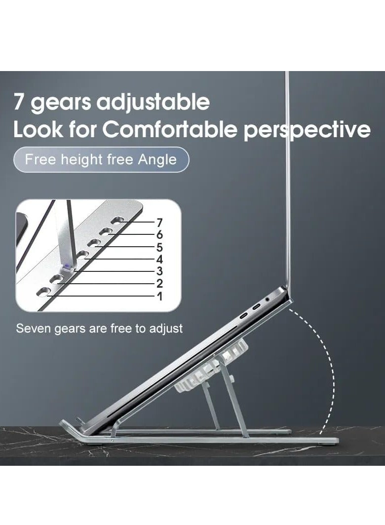 "Laptop Stand for Desk with Cooling Pad & Fan - 7 Levels Adjustable Aluminium Laptop Holder & Notebook Riser for MacBook Pro/Air, HP, Lenovo, Sony, Dell, More 10-15.6” Laptops (Silver)" - Image 3