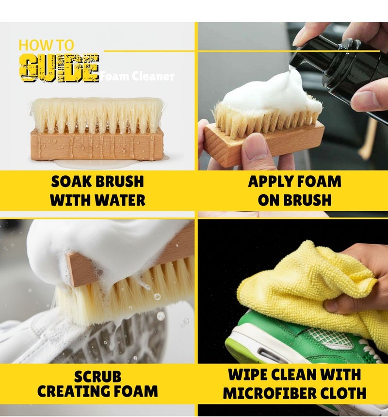 Sneakkool Premium 6-in-1 Sneaker & Shoe Cleaning Kit – Foam Cleaner, Water-Repellent, Odor Eliminator, Brush & Microfiber Towel – Safe for Leather, Suede, Canvas – Deep Clean Sneakers Fast - Image 4