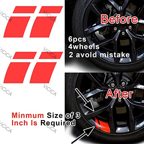 Buylogy® (Red) (6 Pcs) Fits 18''- 21'' Wheel Decals Hash Stripe Stickers Wheels, Reflective Car Wheel Rim Decal Stripes Decoration Accessories - Image 4
