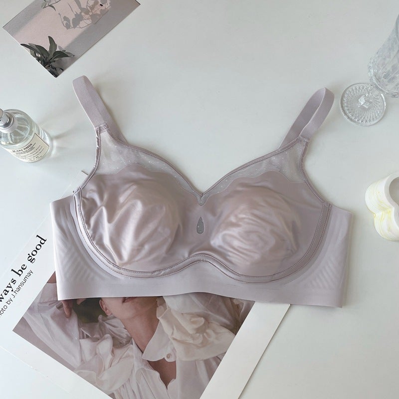 French Satin Luxe Lingerie, Thin Large-to-Small Cup Bra lotus root starch 