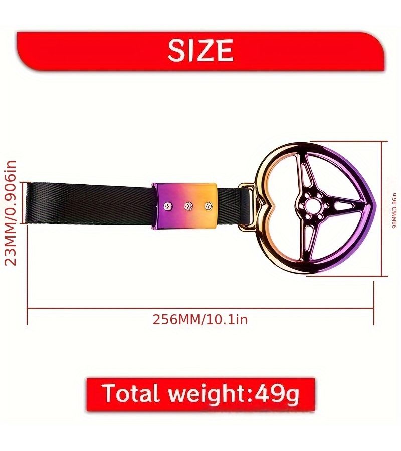 JDM Pull Ring Heart Shaped Steering Wheel Handle Decoration Interior Warning Ring Rear Bumper Red - Image 2